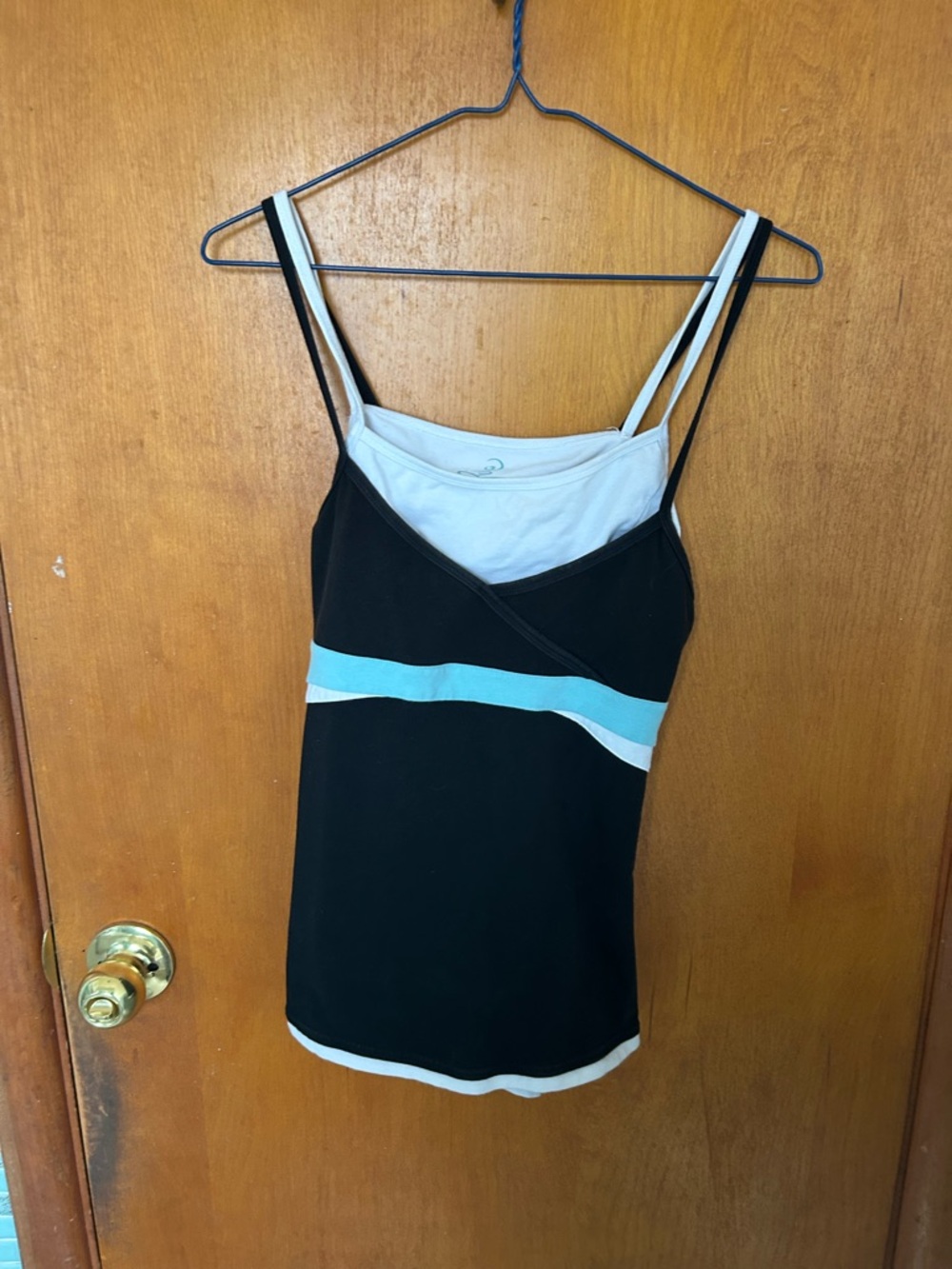 Sportek 2010s Style Active Layered Black and Light Blue Women's Tank Top